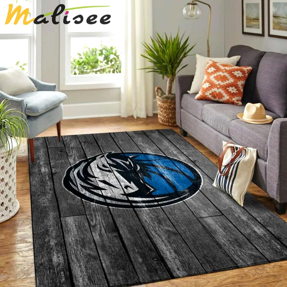 Dallas mavericks nba grey wooden style living room rug regtangle carpet Rectangle Rug