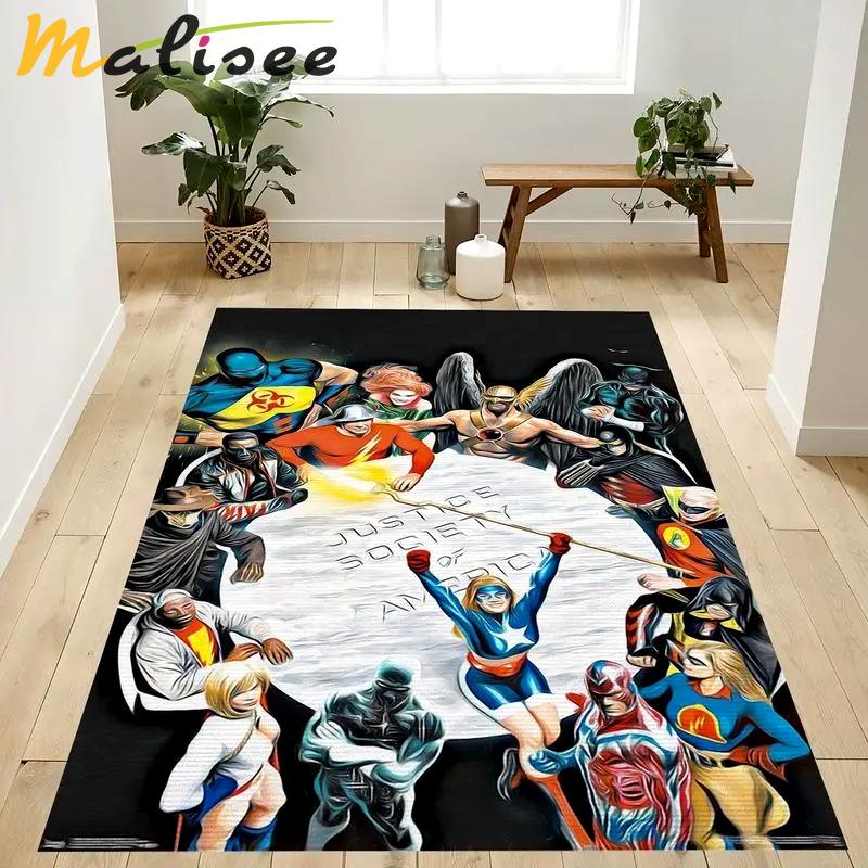 Dc comics the justice society of america table meeting area rug living room and bed room rug rug regtangle carpet floor decor home decor Rectangle Rug