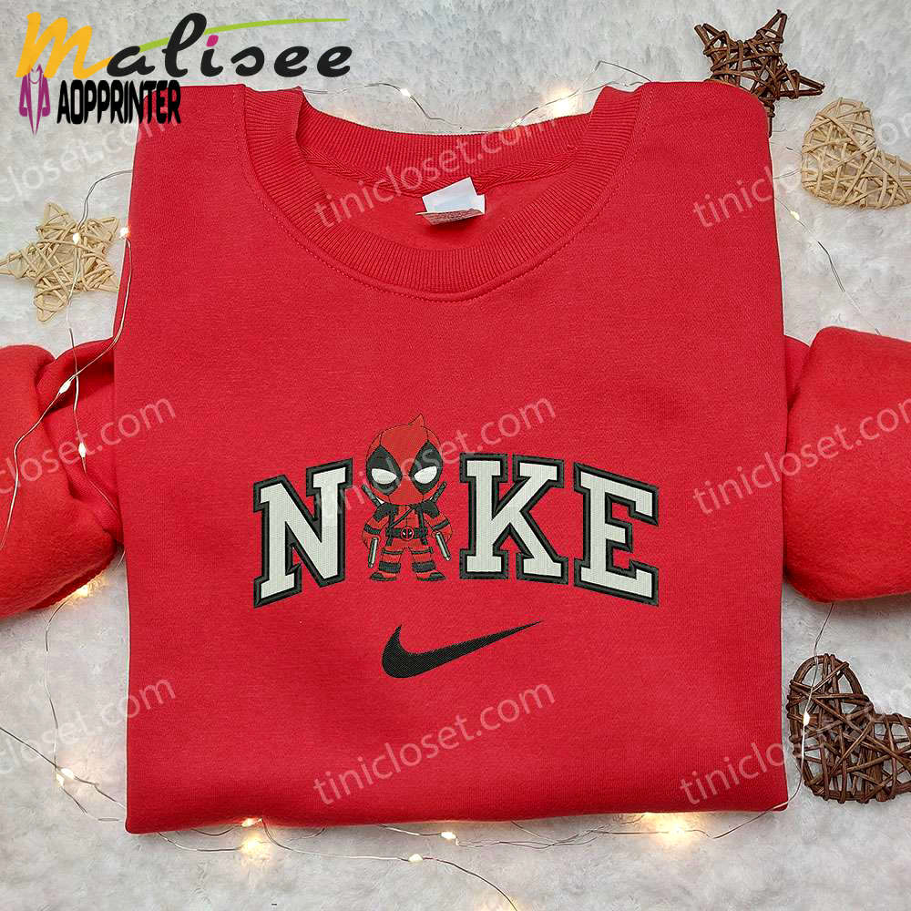 Deadpool chibi x nike embroidered shirt – custom marvel tee with nike logo Embroidered Shirt