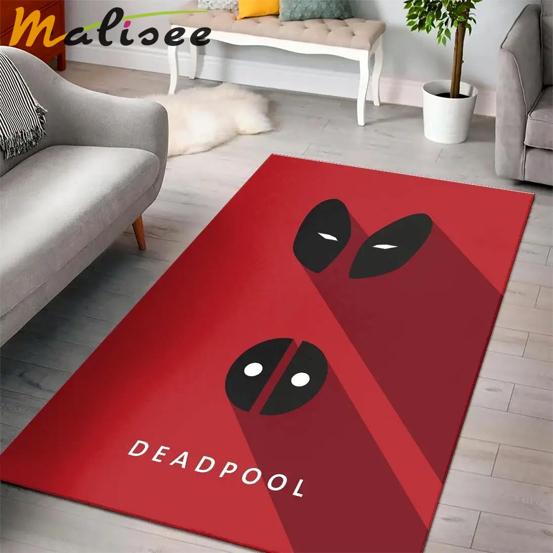 Deadpool logo marvel movies area rugs living room carpet rug regtangle Rectangle Rug