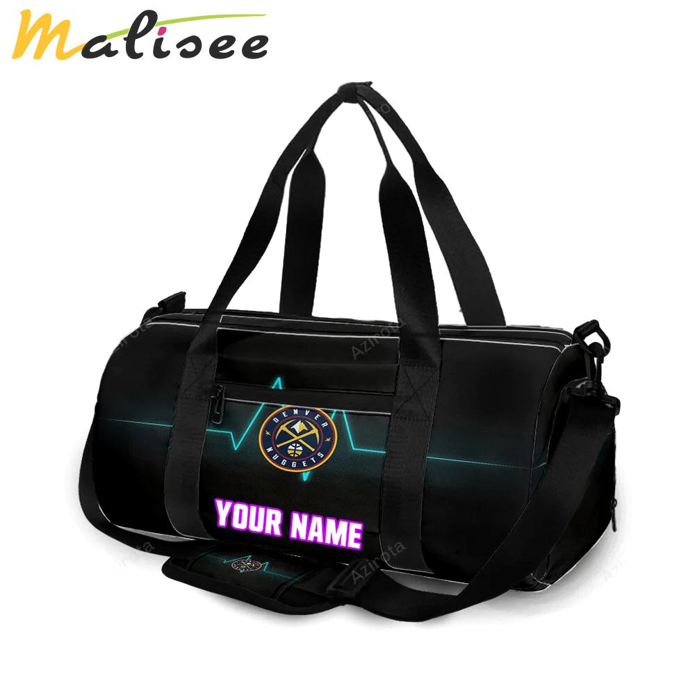Denver nuggets heart beat black personalized name travel bag gym bag 1717 Travel Bag