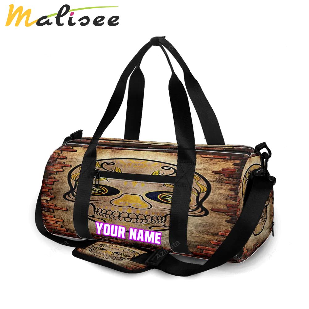 Denver nuggets skull brick personalized name travel bag gym bag 712 Travel Bag