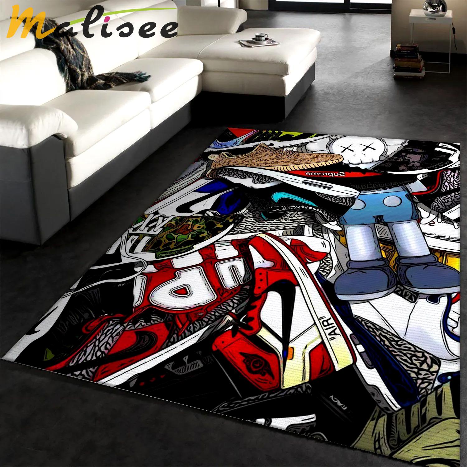 Designer shoes logo type 872. Upgrade Your Living Room with Luxury Home Decor: Area Carpets, Floor Decor, Door Mats, and Hot Gift Items with style a High-End Fashion Brand Rectangle Rug