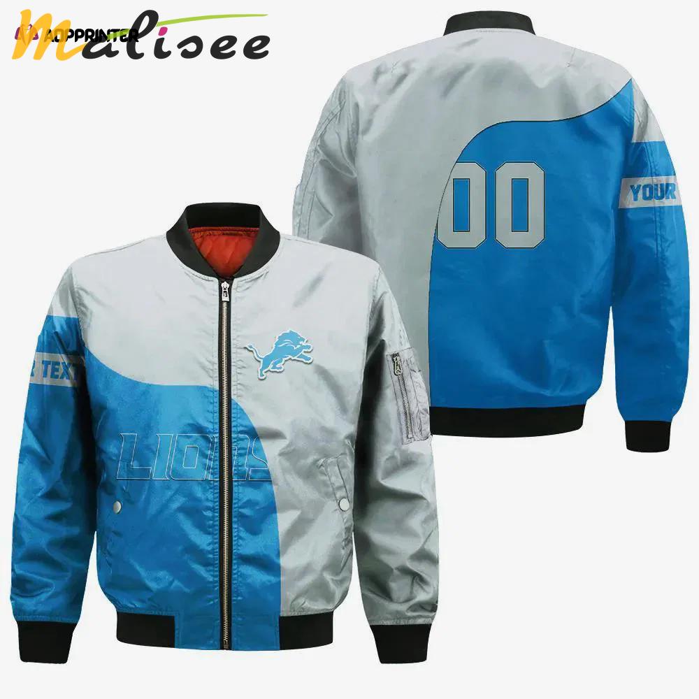Detroit lions bomber jacket 3d printed curve style custom text and number Bomber Jacket