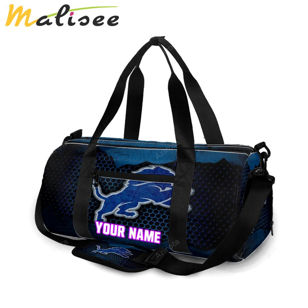 Detroit lions emblem metal personalized name travel bag gym bag 938 Travel Bag