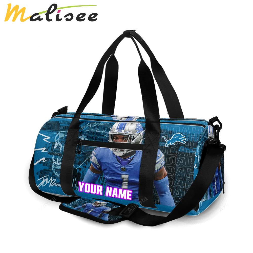 Detroit lions jeff okudah 1 v2 personalized name travel bag gym bag 1895 Travel Bag