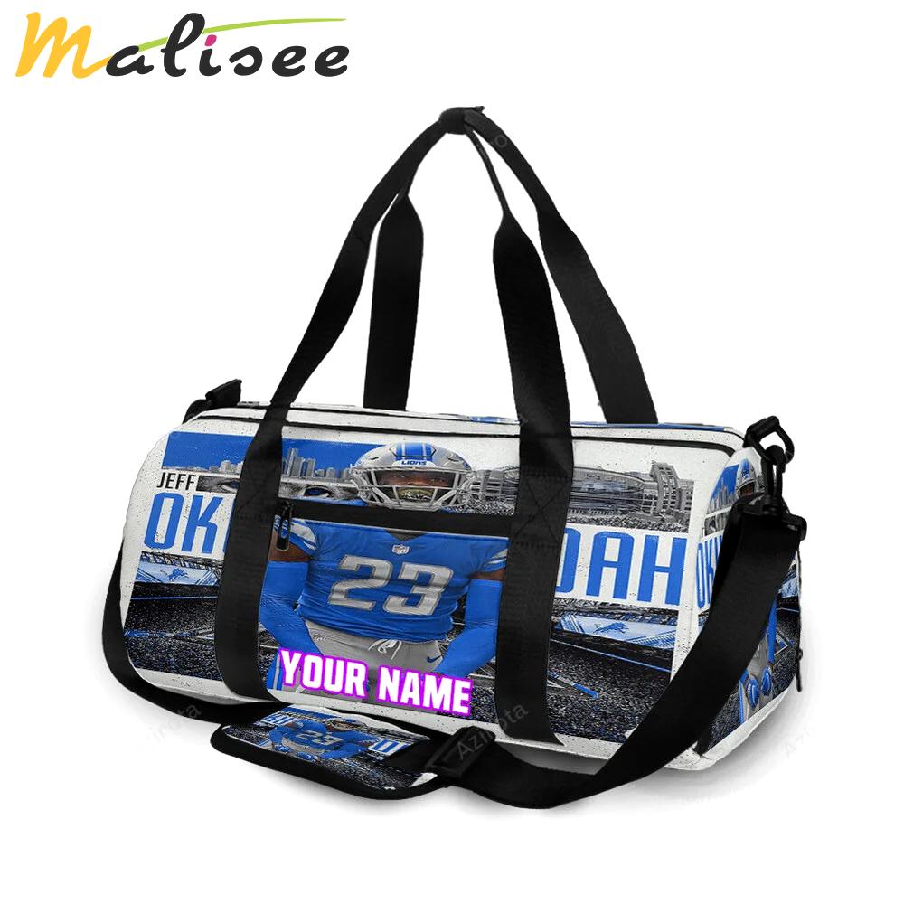 Detroit lions jeff okudah v3 personalized name travel bag gym bag 197 Travel Bag