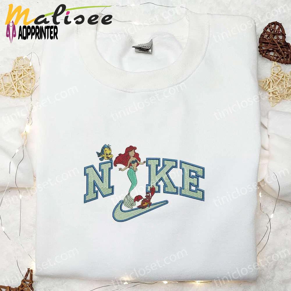 Disney gifts: nike x ariel embroidered sweatshirt & disney characters hoodie Embroidered Shirt