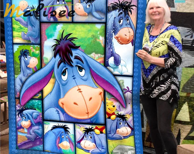 Eeyore fleece blanket, pooh and friends blanket, eeyore throw blanket for couch sofa, eeyore lover gifts, birthday gift Quilt Blanket