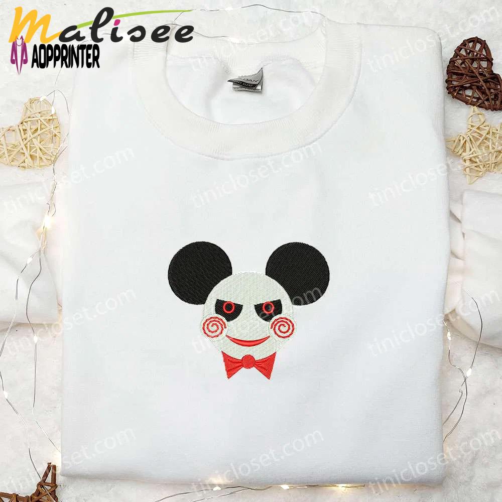 Embroidered mickey x jigsaw shirt: funny & cool halloween design Embroidered Shirt
