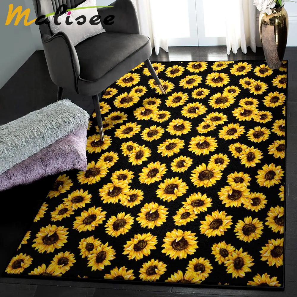 Flower dining room rug, yellow sunflowers gs cl rug Rectangle Rug