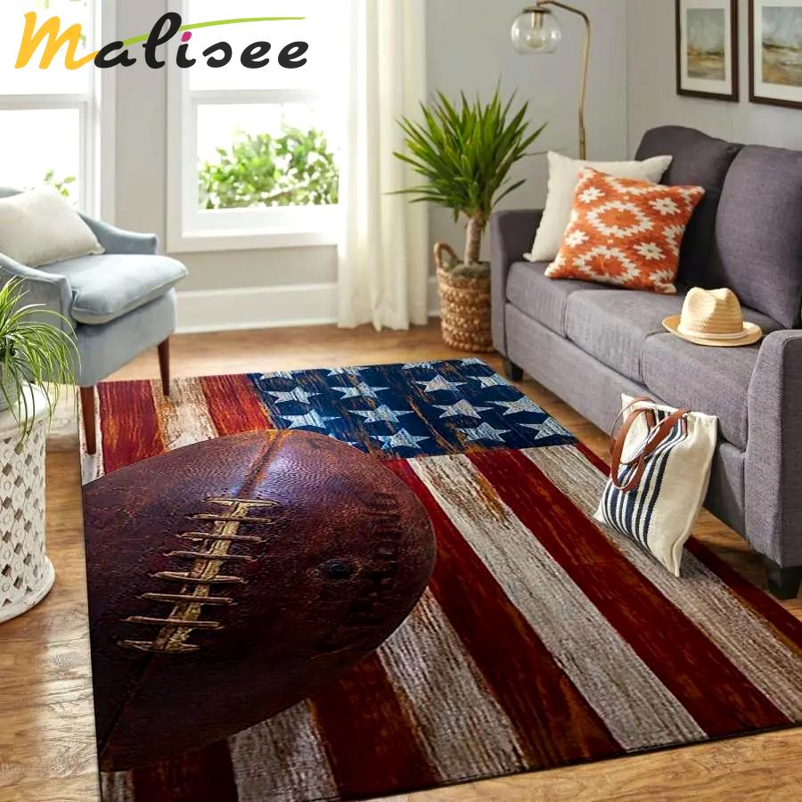 Football ball on american flag area rug living room rug home decor fbaf190827 ofd Rectangle Rug