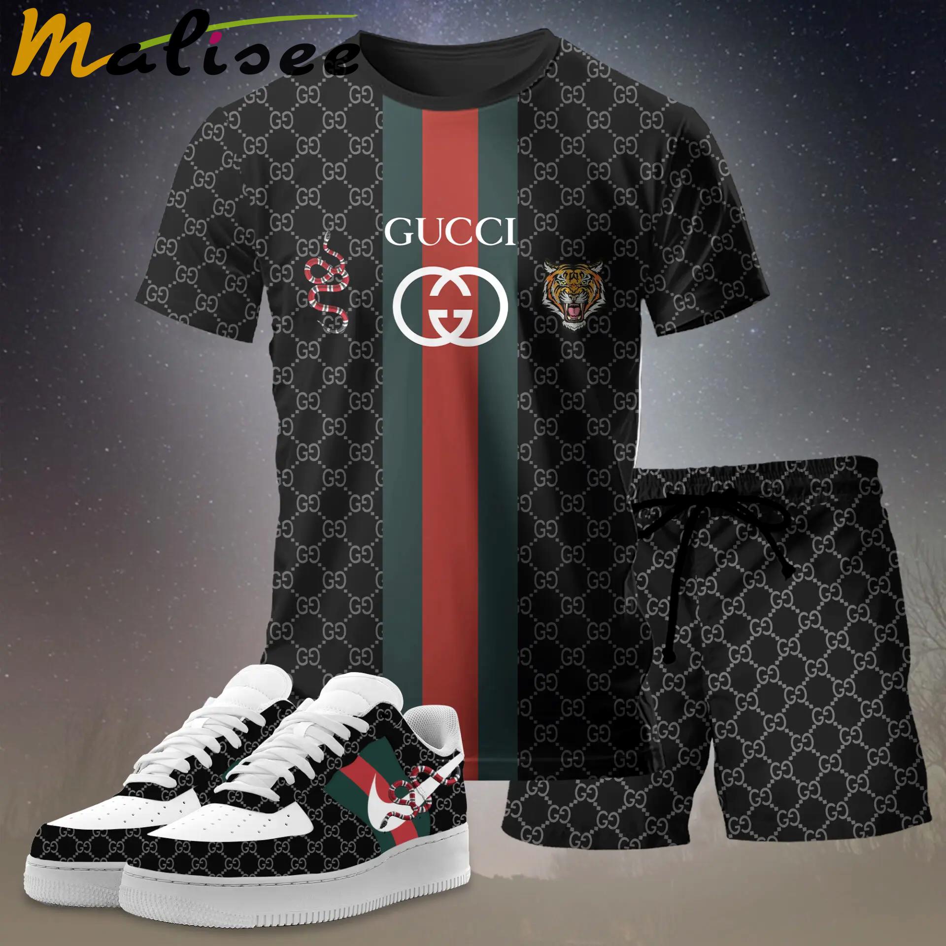 For the girls who love bold dark statement fits, graphic stripe tiger tee outfit t-shirt – black monogram print | casual everyday outfit aesthetic ideas T-Shirt Short Sneakers Set