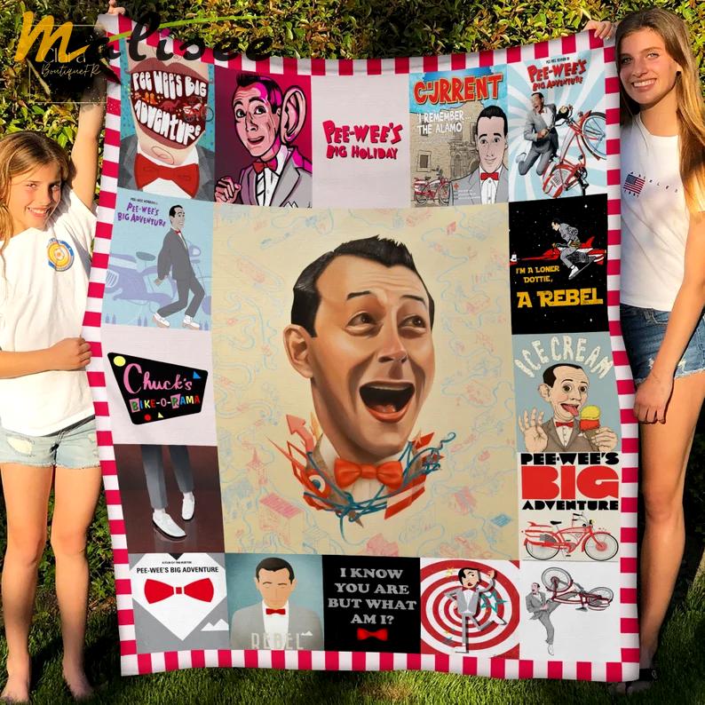 Funny pee-wee herman fleece blanket, mink sherpa blanket, pee-wee herman blanket, big adventure blanket, pee wee quilt Quilt Blanket