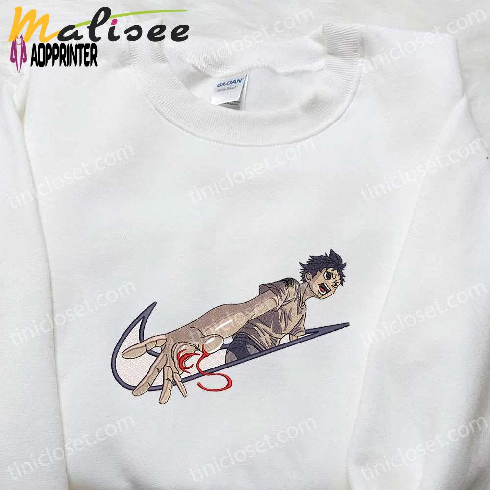 Ganta igarashi x nike swoosh anime embroidered shirt: deadman wonderland & nike inspired Embroidered Shirt