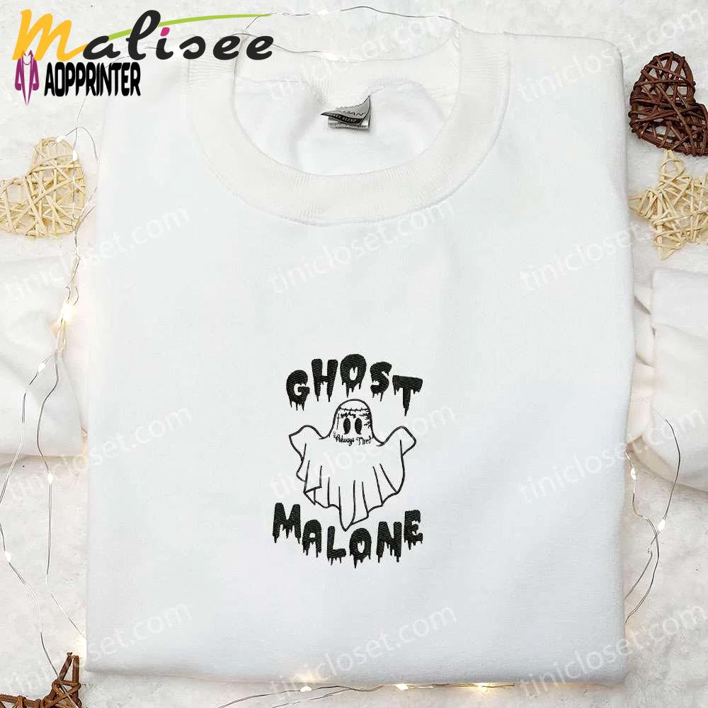 Ghost malone & horror characters embroidered shirt: perfect halloween gift Embroidered Shirt