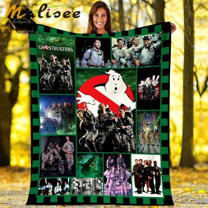Ghostbuster movie fleece blanket, mink sherpa blanket, ghostbuster quilt, ghostbuster movie quilt, supernatural comedy film Quilt Blanket