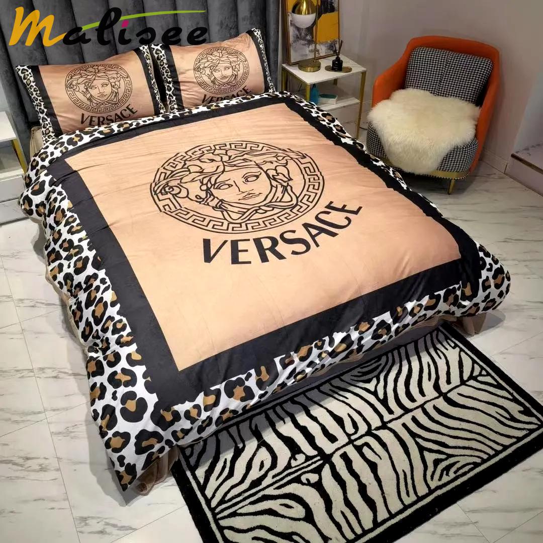 Gianni versace brown logo type 746 Bedding Sets luxury ideas sheets bedspread bedclothes premium fashion brand blankets home decor bed linen hyperbeast Bedroom duvet covers
