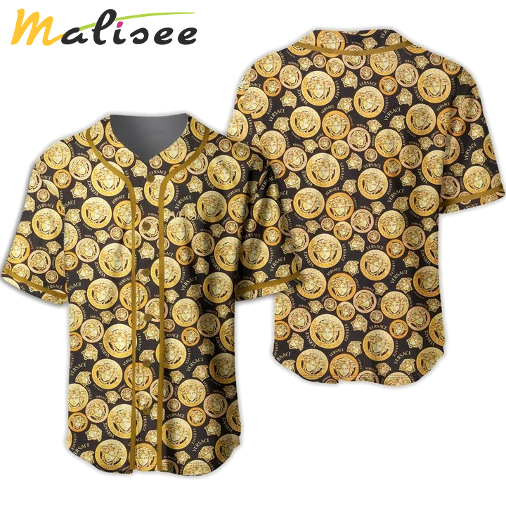 Gianni versace gold baseball jersey shirt luxury clothing clothes sport for men women hot 2023 Baseball Jersey Shirt
