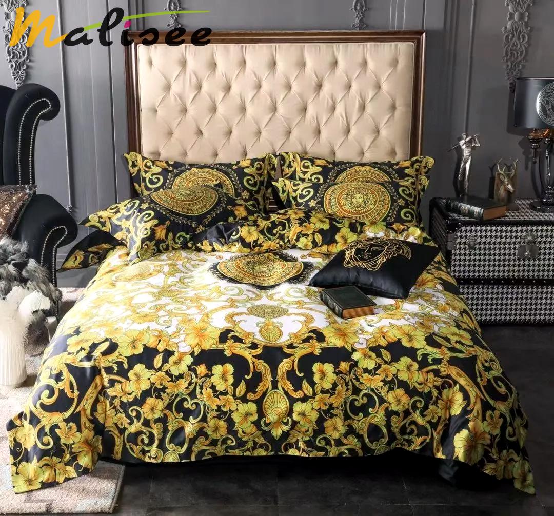 Gianni versace gold logo type 1754 Bedding Sets premium fashion brand bedclothes luxury ideas blankets sheets covers bedspread duvet hyperbeast Bedroom home decor bed linen