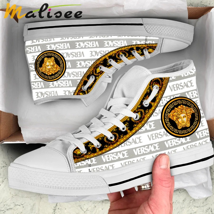 Gianni versace white high top canvas shoes sneakers hot best for men women hot 2023 41 High Top Canvas Shoes