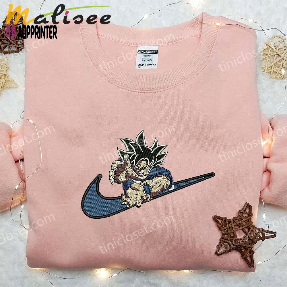 Goku kamehameha x nike swoosh embroidered sweatshirt – dragon ball & nike inspired shirt Embroidered Shirt