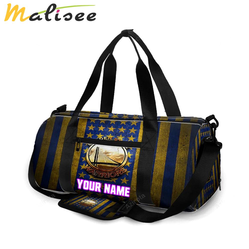 Golden state warriors emblem flag texture vintage personalized name travel bag gym bag 954 Travel Bag