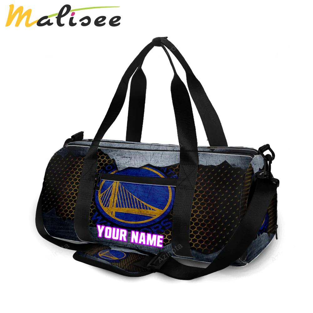 Golden state warriors emblem texture4 pattern metal personalized name travel bag gym bag 636 Travel Bag