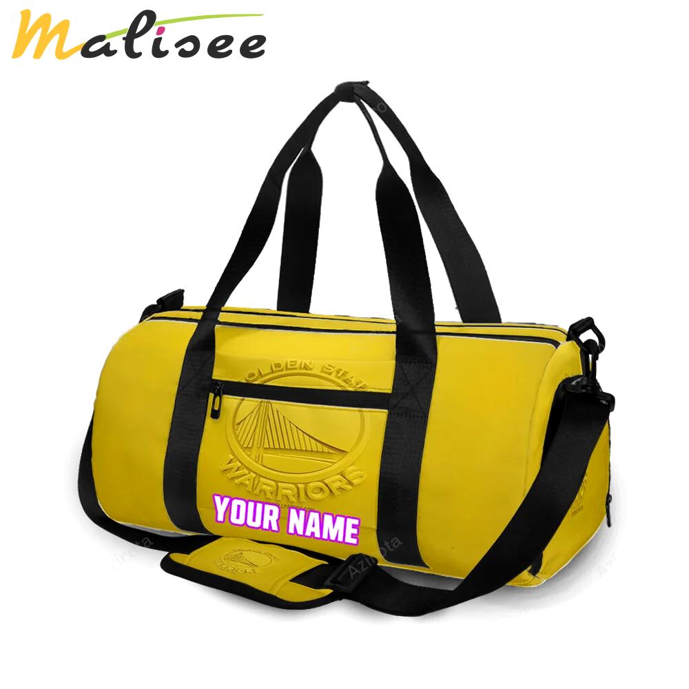 Golden state warriors emblem texture5 yellow personalized name travel bag gym bag 1820 Travel Bag