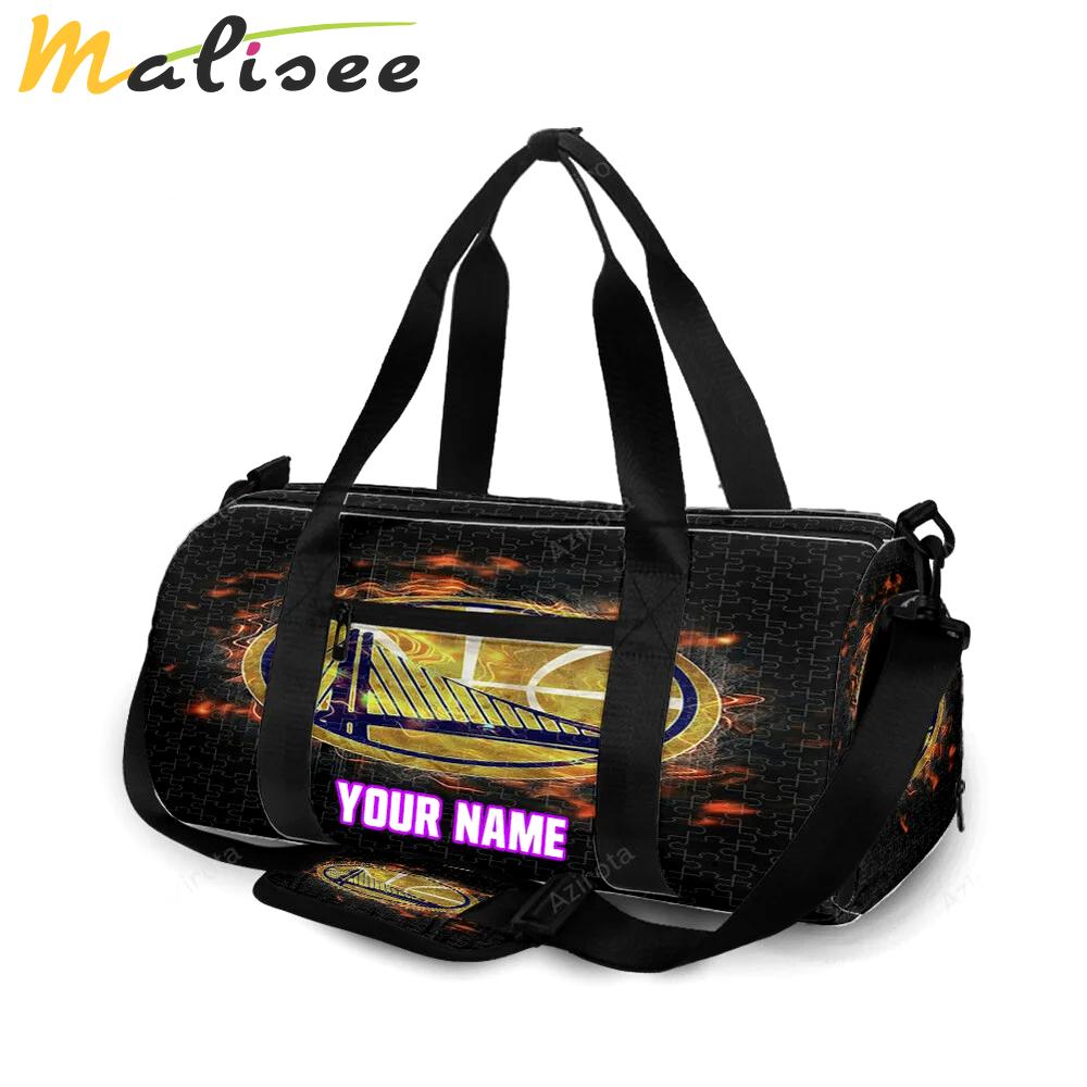 Golden state warriors texture emblem puzzle personalized name travel bag gym bag 1842 Travel Bag
