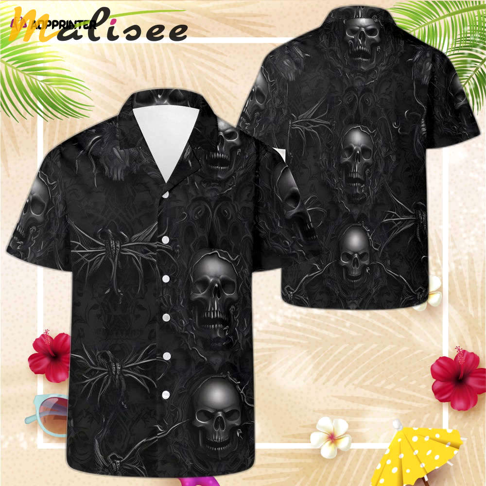 Gothic skull hawaiian shirt, gift for men women horror aloha shirt Hawaii Shirt