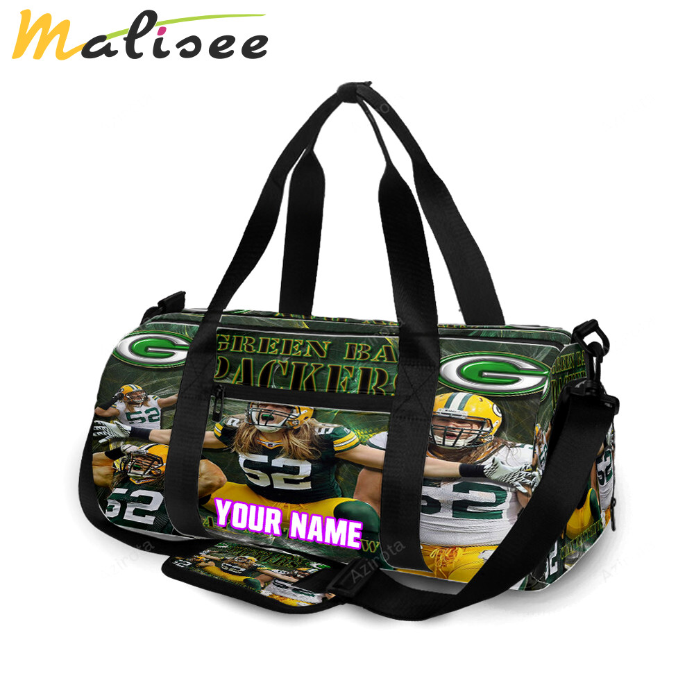 Green bay packers clay matthews no52 v2 personalized name travel bag gym bag 1120 Travel Bag