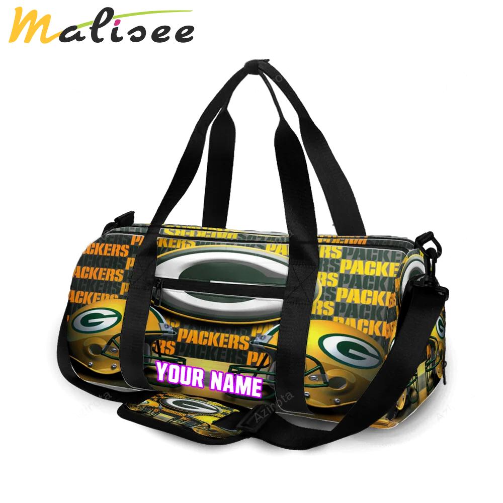 Green bay packers helmet emblem personalized name travel bag gym bag 1587 Travel Bag