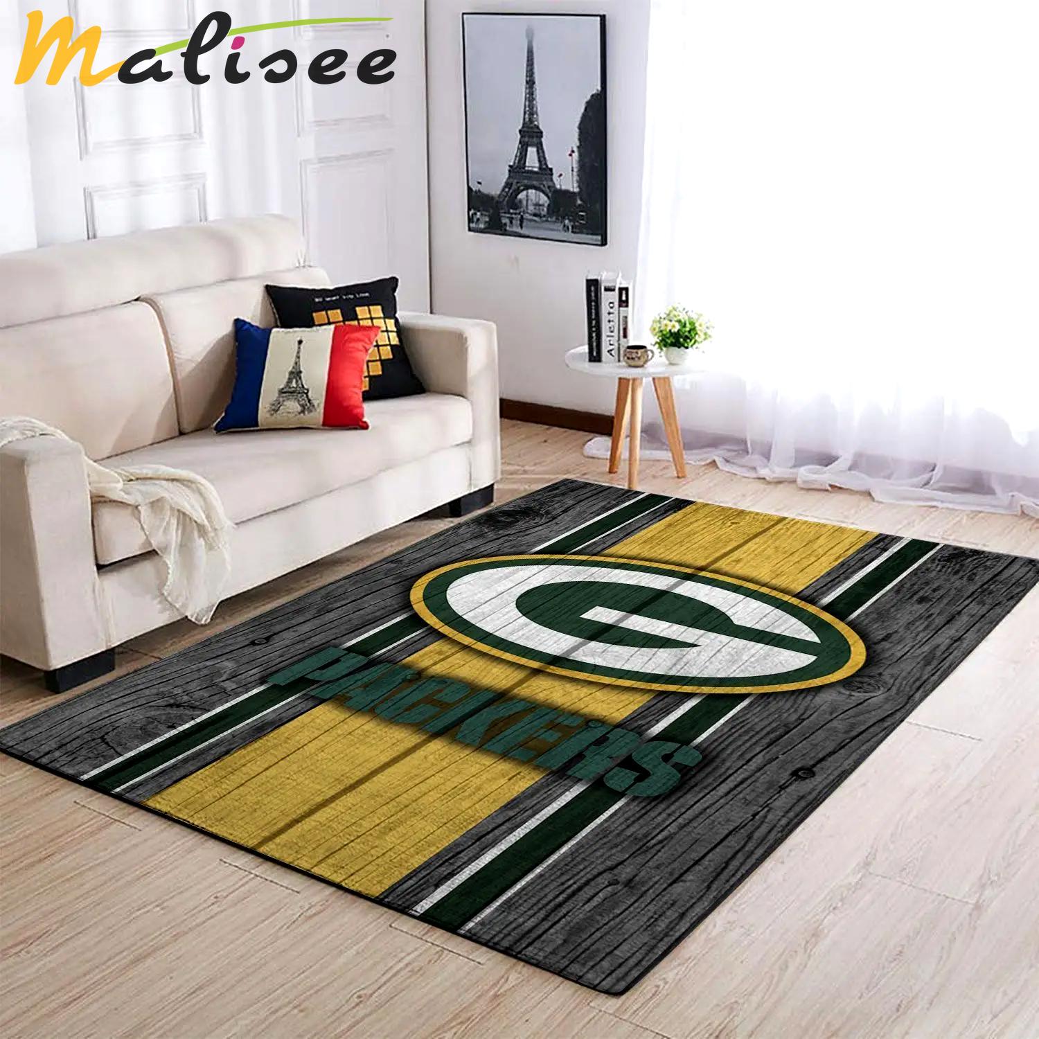 Green bay packers nfl  wooden style living room sports rug regtangle carpet Rectangle Rug