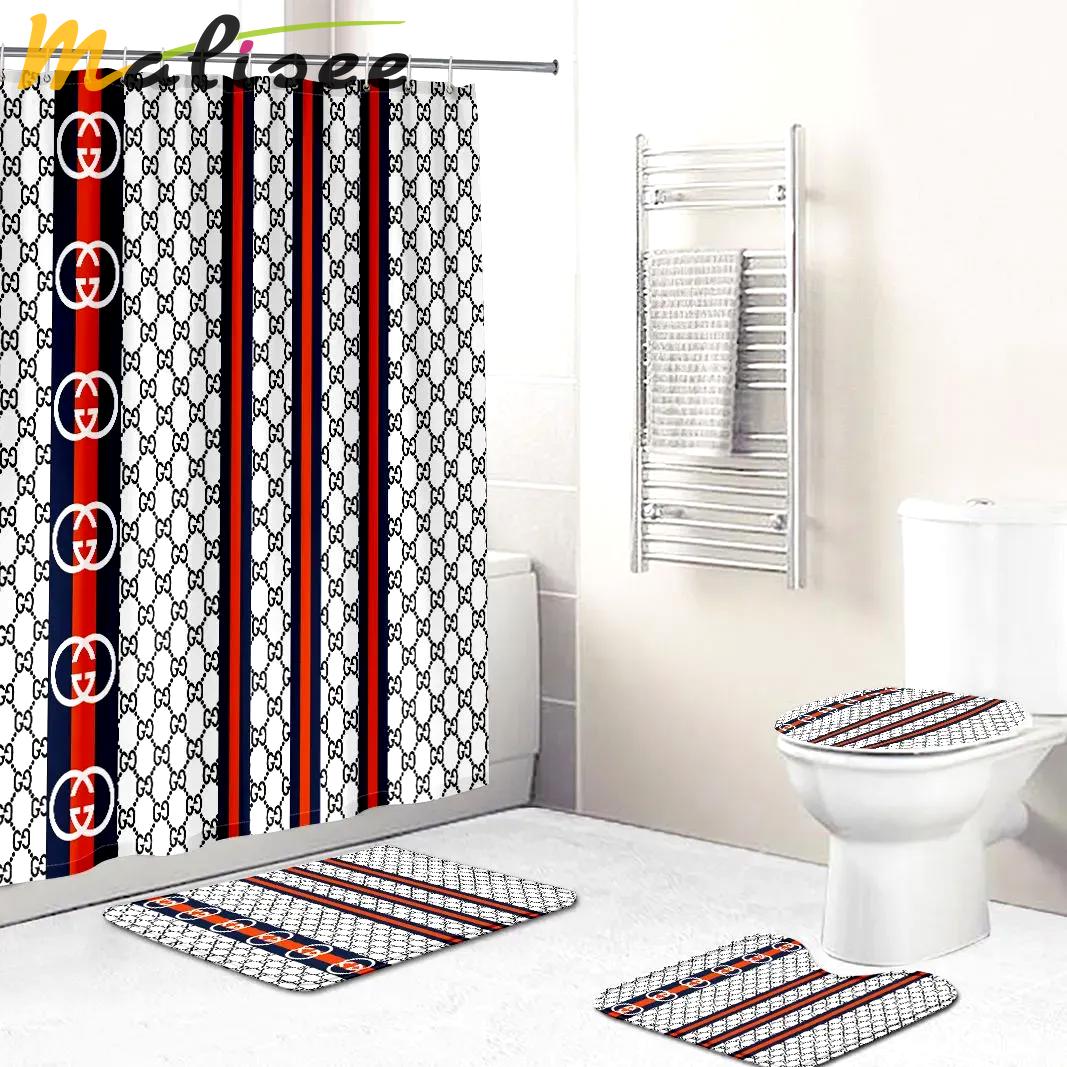 Gucci bathroom set white black red full shower curtain 179 Bathroom Set