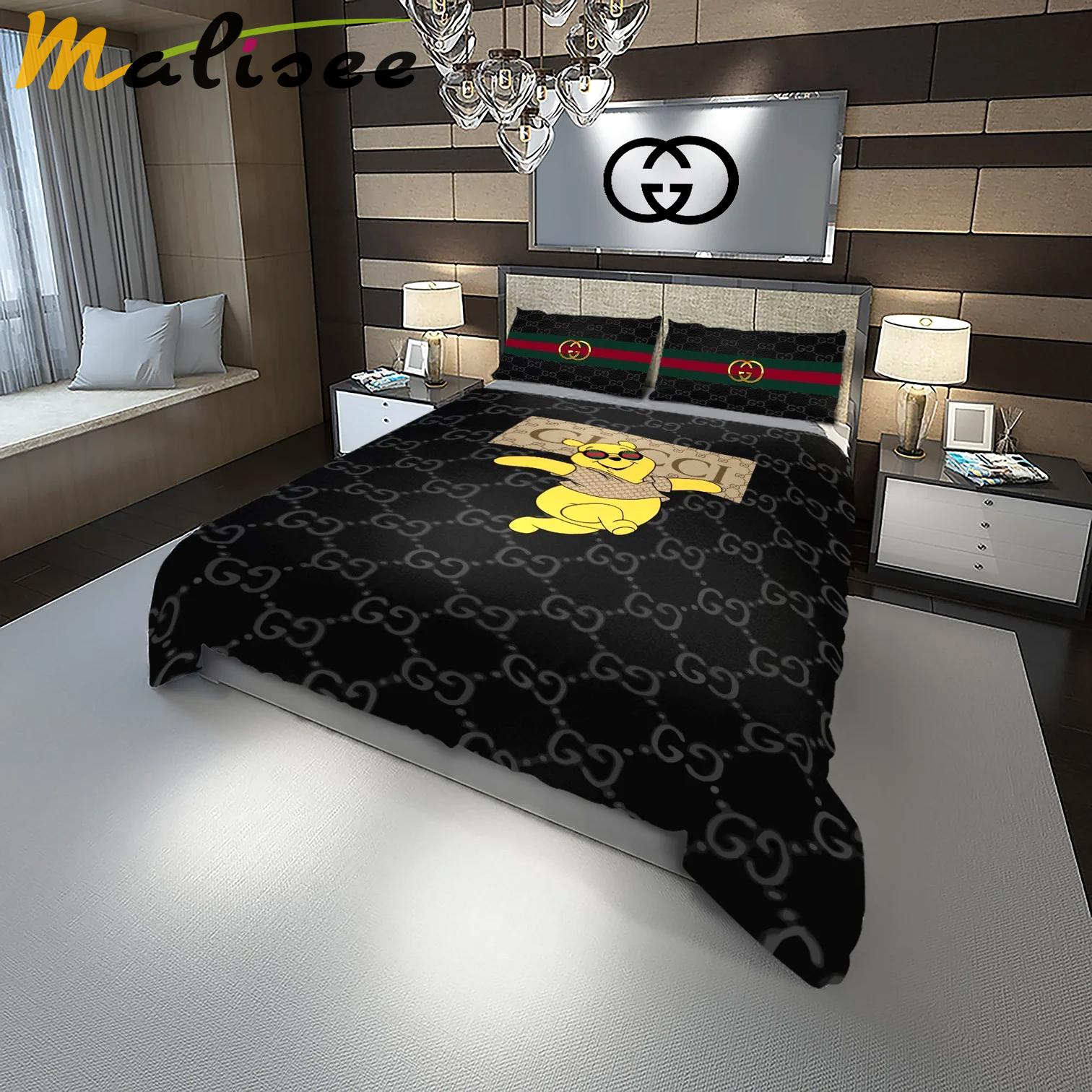 Gucci bear logo type 1399 Bedding Sets bedclothes sheets bedspread duvet home decor bed linen premium fashion brand blankets hyperbeast Bedroom covers luxury ideas
