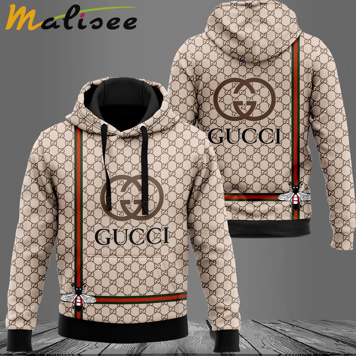 Gucci bee beige luxury unisex hoodie luxury brand outfit for men women Hoodie 3D