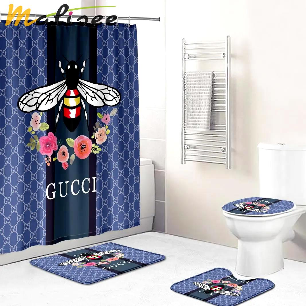 Gucci bee purple gc bathroom set luxury fashion brand home decor bath mat hypebeast Bathroom Set