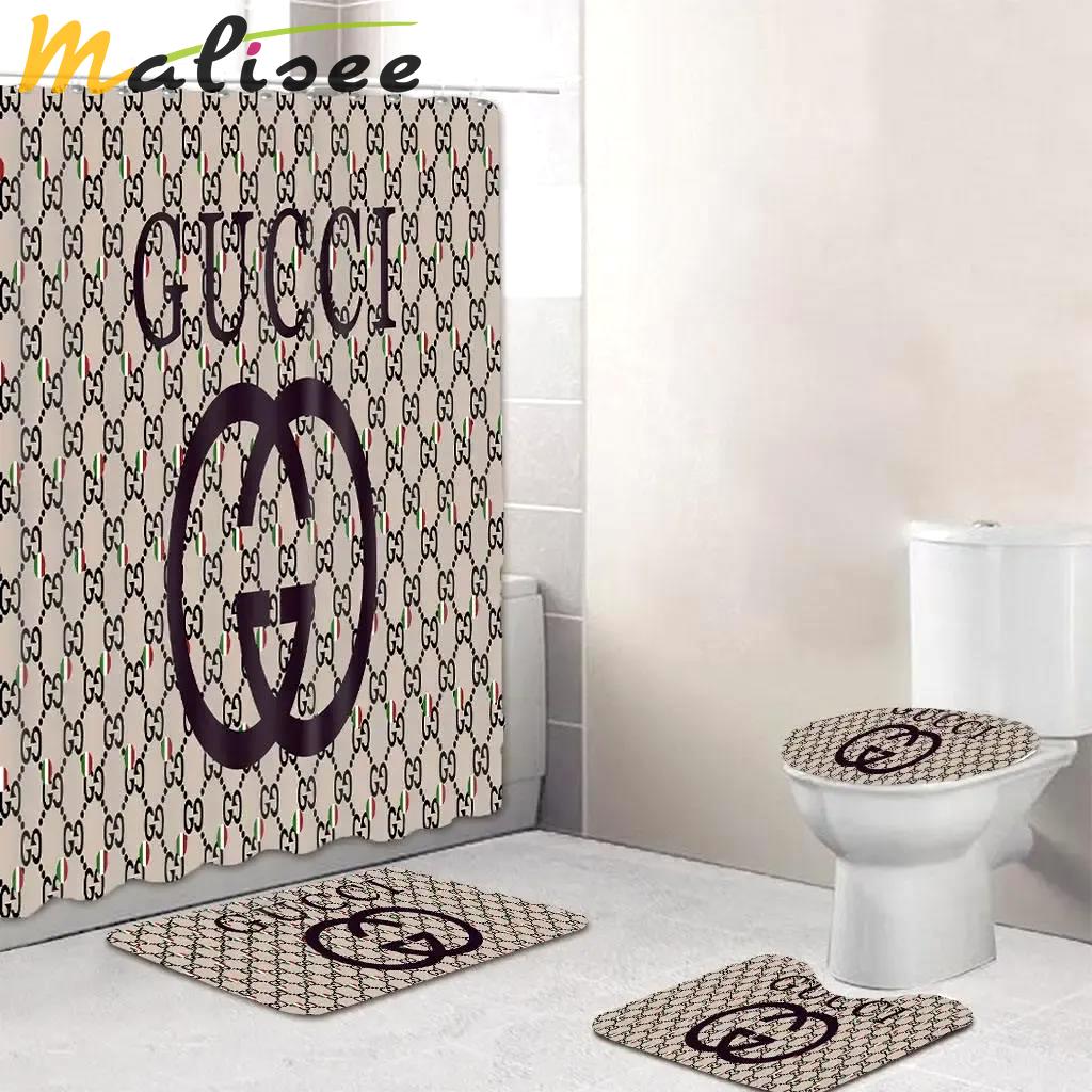 Gucci beige and black luxury fashion brand bath mat bathroom sets home decor hypebeast Bathroom Set