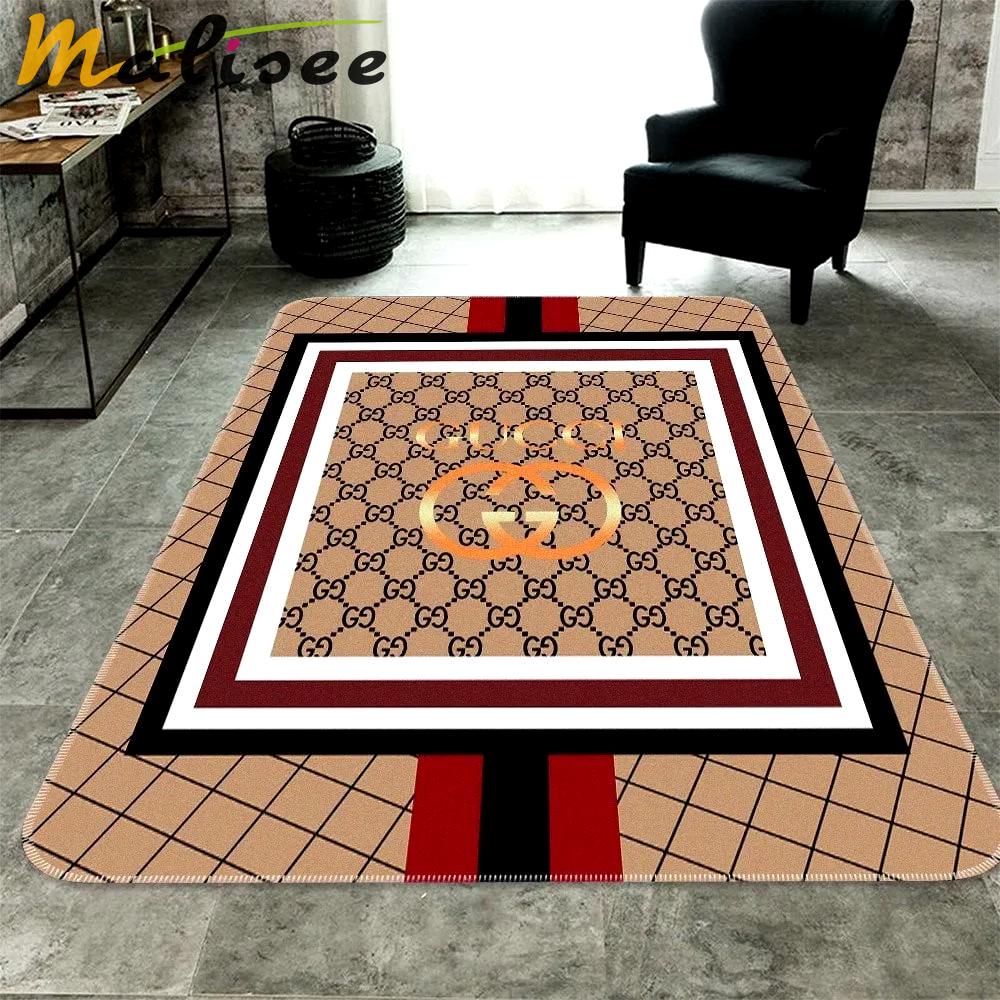 Gucci beige logo type 475. Upgrade Your Living Room with Luxury Home Decor: Area Carpets, Floor Decor, Door Mats, and Hot Gift Items with style a High-End Fashion Brand Rectangle Rug