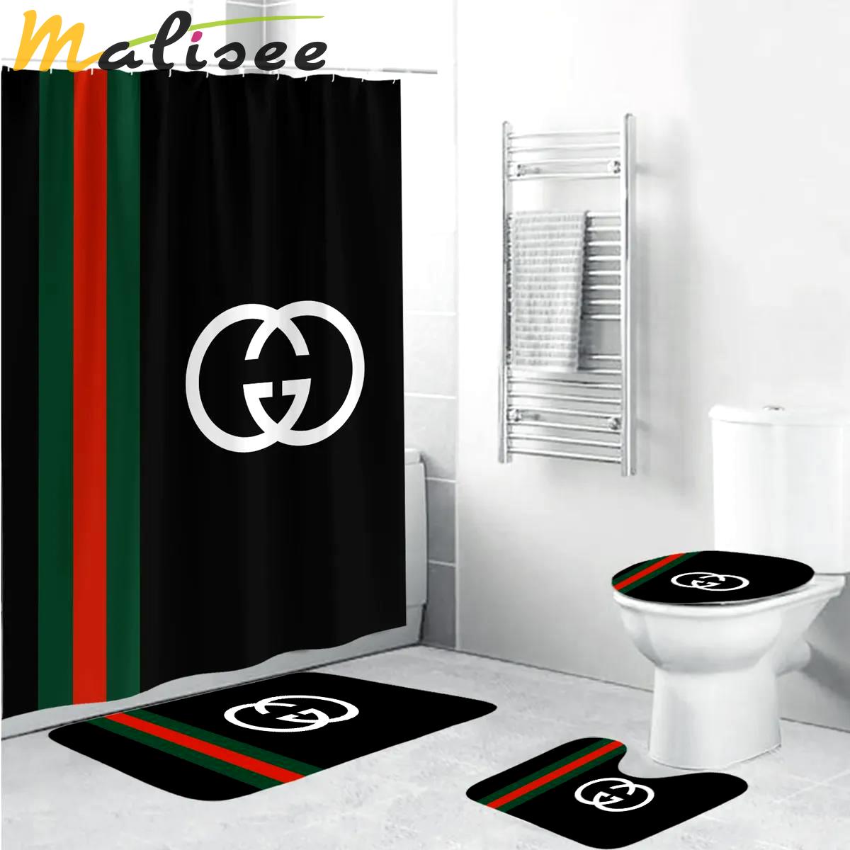 Gucci black bathroom sets luxury fashion brand hypebeast bath mat home decor Bathroom Set