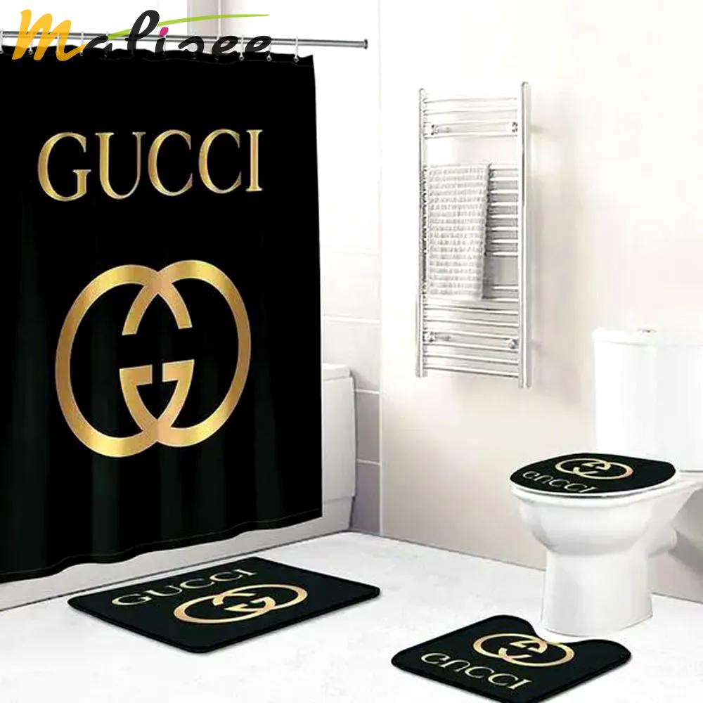 Gucci black hypebeast bath mat home decor bathroom sets luxury fashion brand Bathroom Set