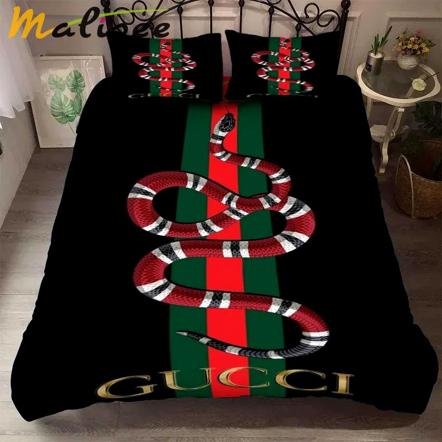 Gucci black snake luxury brand high-end bedding set home decorations 41 Bedding Sets