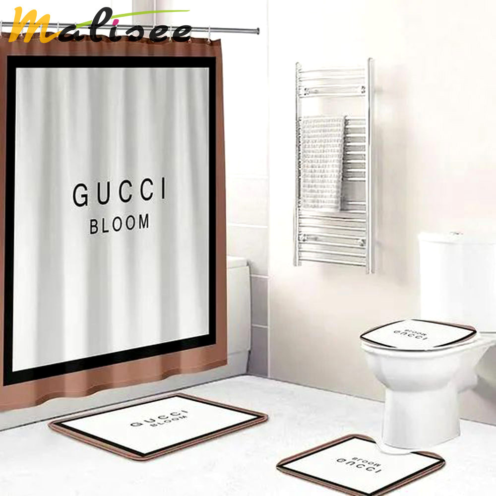 Gucci bloom logo type 1705 Bathroom Accessory Sets Home Decor Pedestal Rug Bath Mat Set Toilet Cover Waterproof Shower Curtain Hypebeast Bathroom Luxury Fashion Brand Bathroom Sets