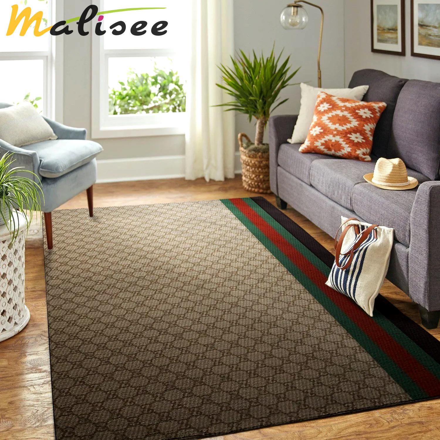Gucci brown logo type 1014. Upgrade Your Living Room with Luxury Home Decor: Area Carpets, Floor Decor, Door Mats, and Hot Gift Items with style a High-End Fashion Brand Rectangle Rug