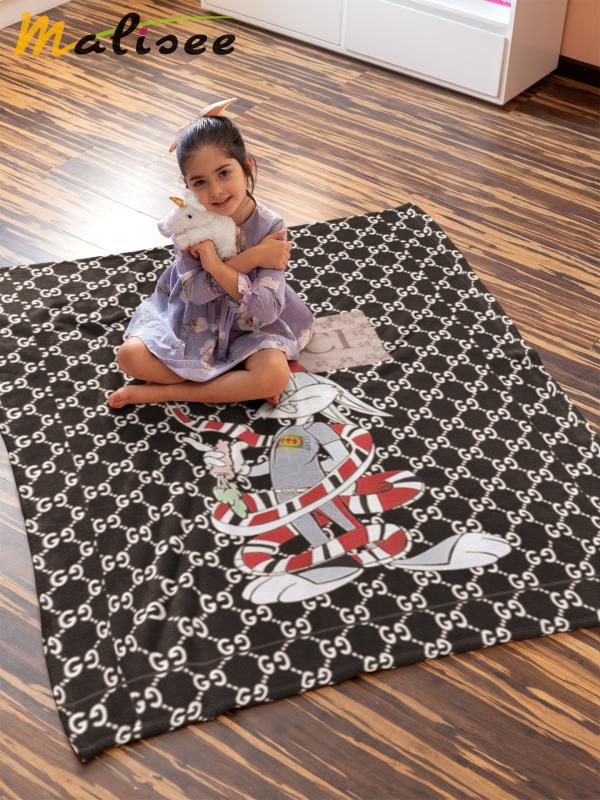 Gucci bugs bunny luxury brand logo premium blanket fleece home decor 205 Blanket Fleece
