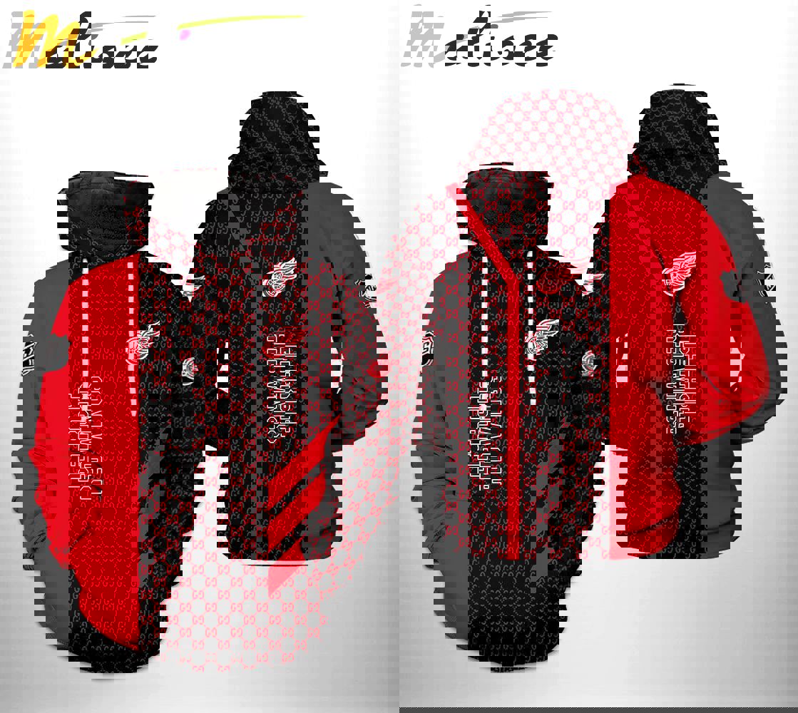 Gucci detroit red wings fashion luxury brand premium hoodie for fan Hoodie 3D