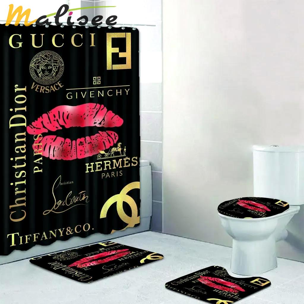 Gucci dior hermes chanel lips fashion limited luxury brand bathroom set home decor Bathroom Set