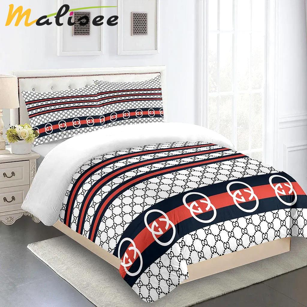 Gucci fashion logo limited luxury brand bedding sets, bedroom decor , thanksgiving decorations for home 19 best luxury bed sets gift thankgivings and christmas Bedding Sets
