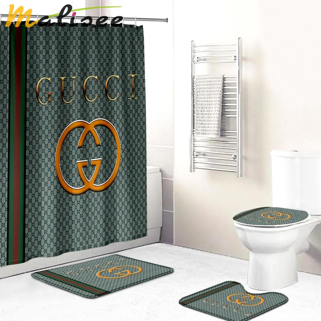 Gucci gray beige full luxury fashion brand hypebeast bath mat home decor bathroom sets Bathroom Set